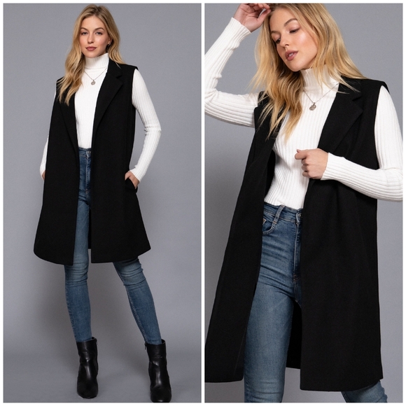 Sophisticated Chic Black Peacoat Vest - Picture 7 of 7